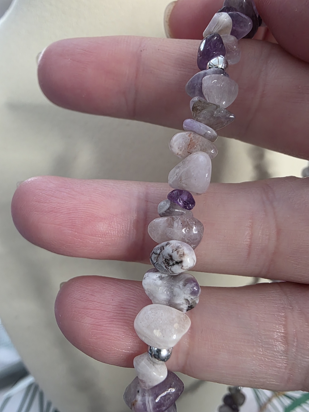 Amethyst Chip Bead Necklace with Dark Amethyst Pendant Silver Tone Hardware - Picture 8 of 10